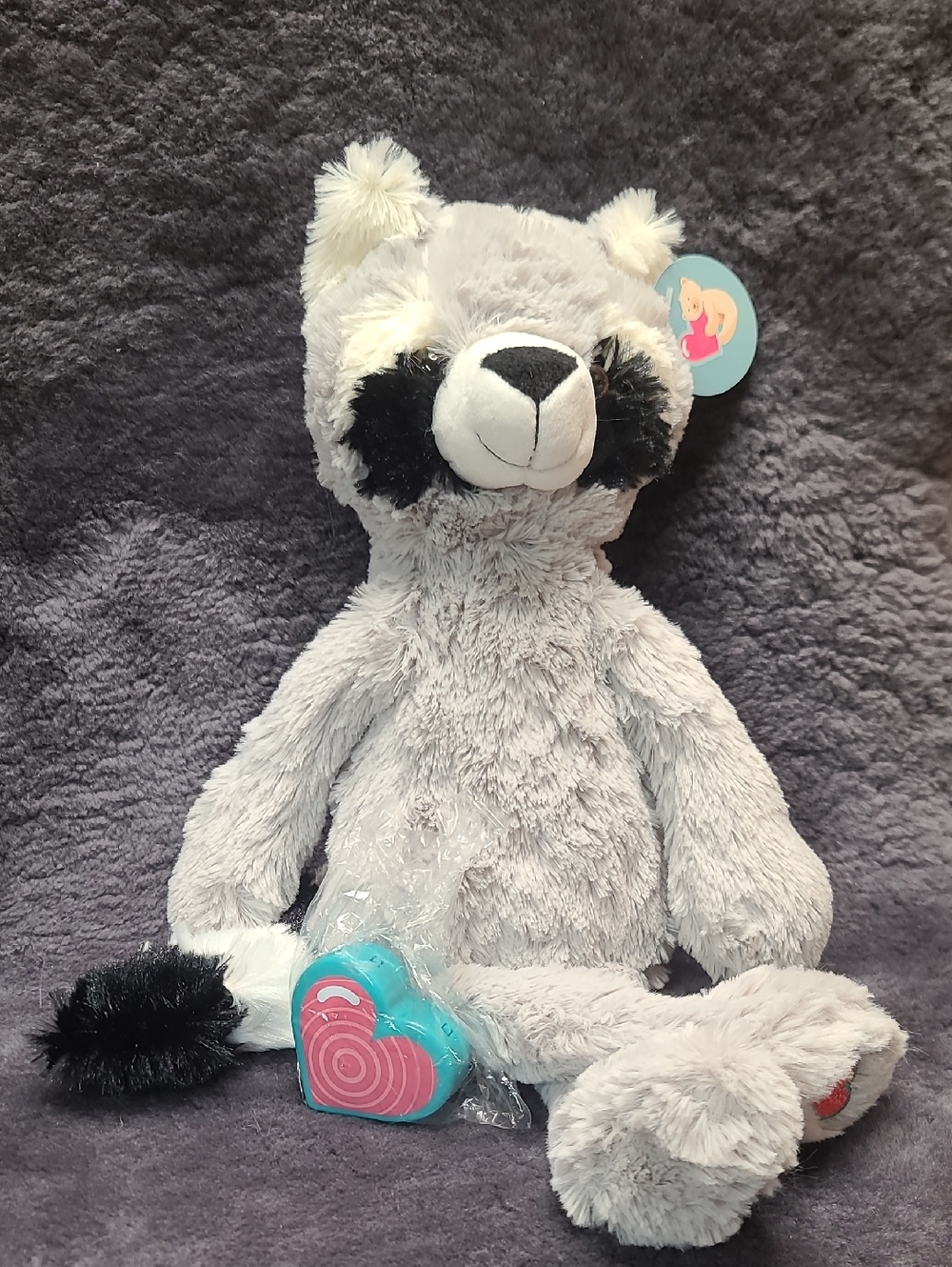 Vintage Raccoon 'MY babys Heartbeat Bear'  with Recording Device